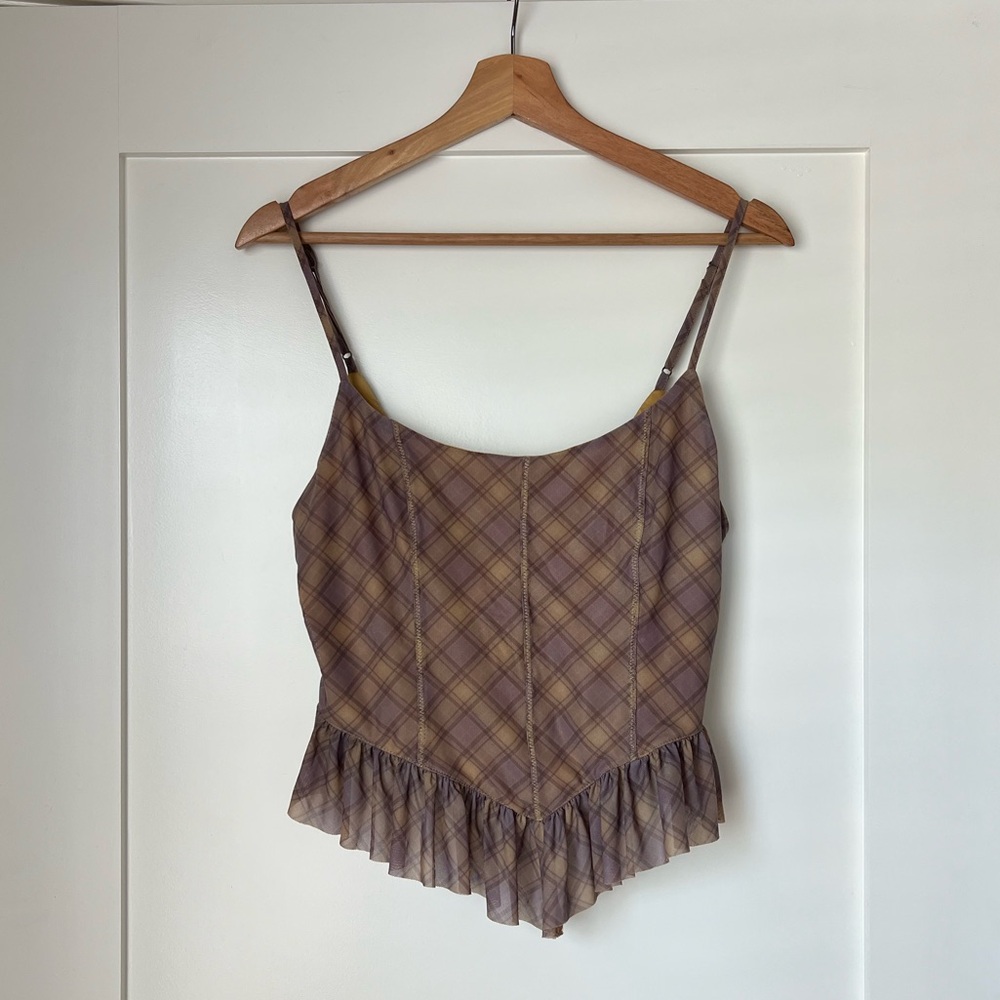 COPY - Urban Outfitters Lightweight Plaid Purple/Yellow Plaid Corset Tank